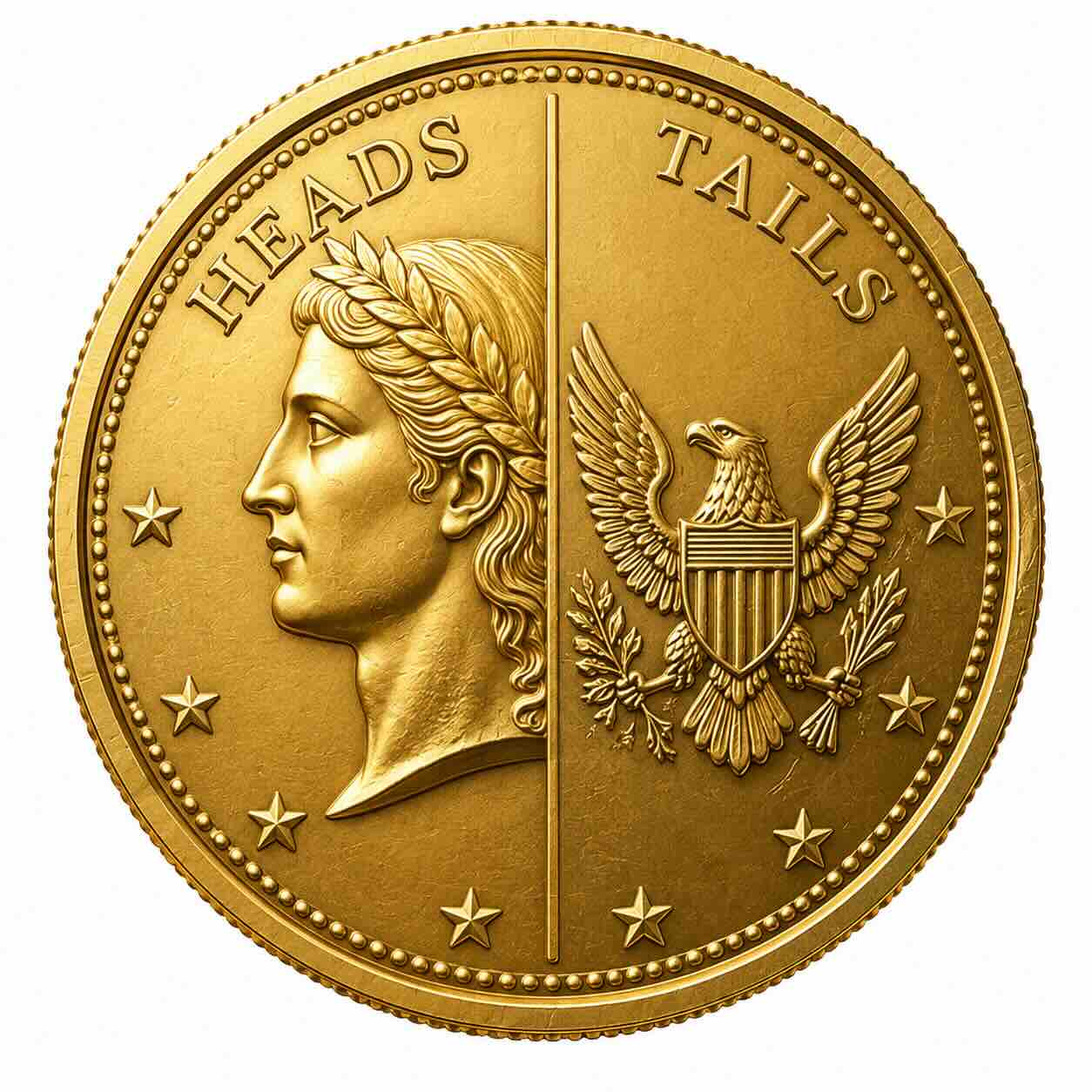 Gold coin used for a heads or tails coin toss